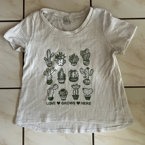 Women's Love Plants Cactus Succulent Tee T-Shirt White size Small Waffle Knit - Picture 1 of 2